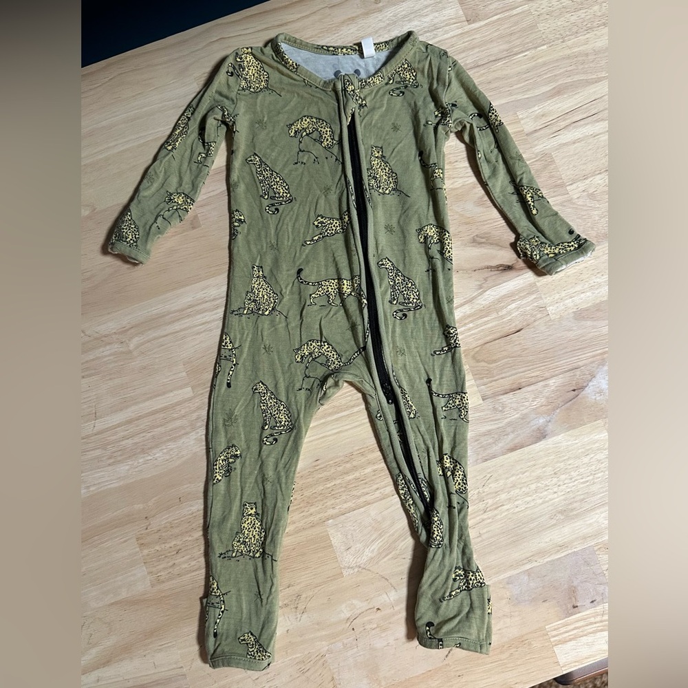 Kids Olive Green Leopard Print Pajamas